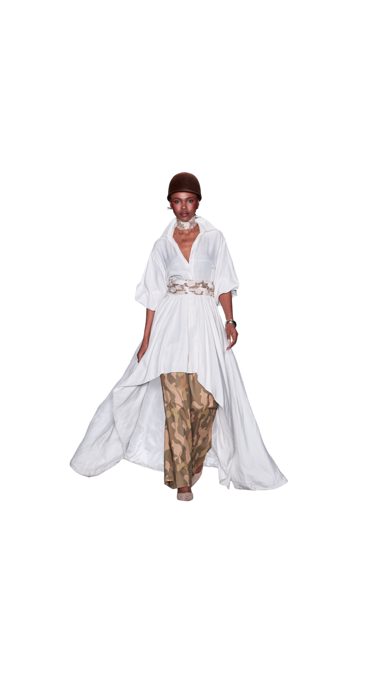 Hi-Low Dress with Camo Pants
